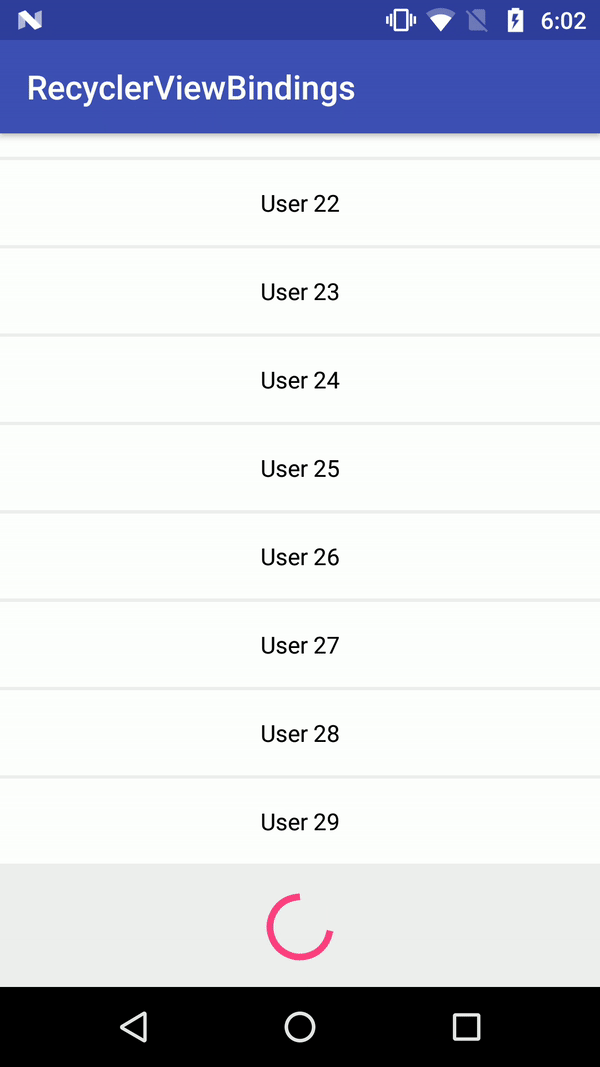 RecyclerView Bindings list loading more results