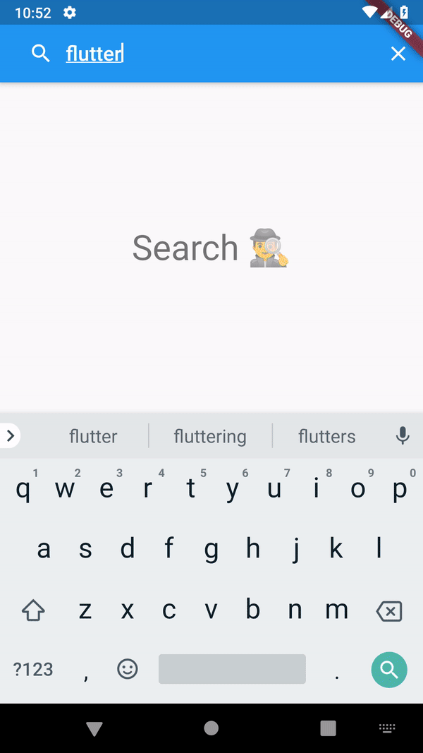 Flutter Search Engine query entry screen